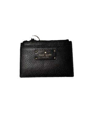kate spade Black Pebbled Leather Zip Card holder